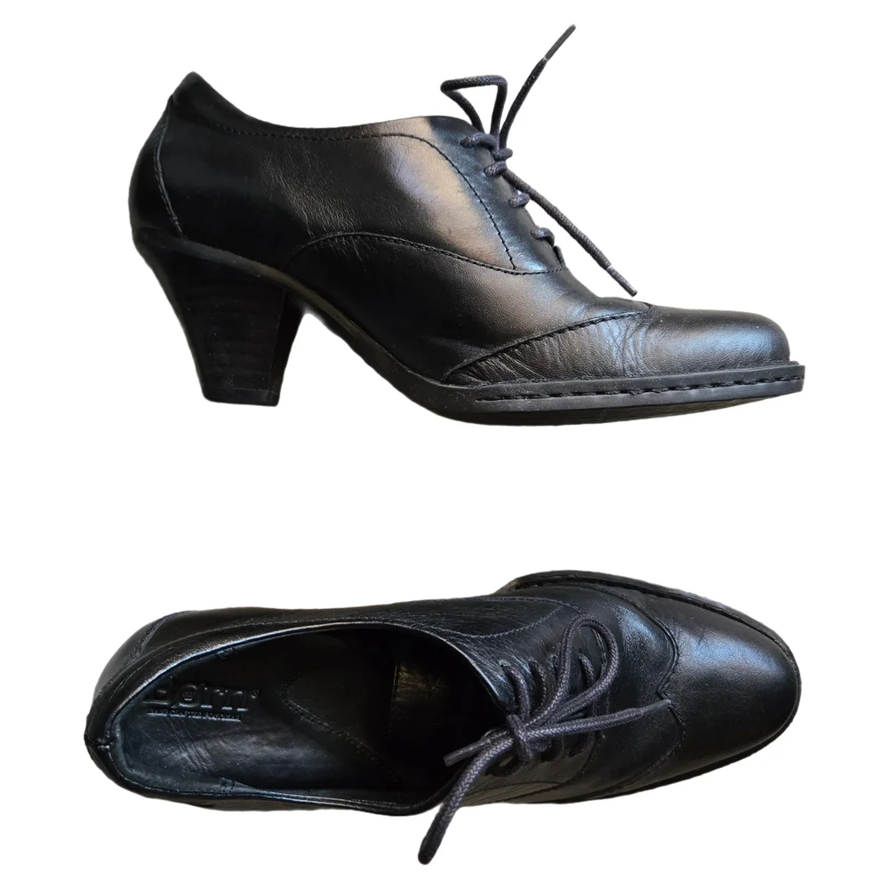 Born Black Leather Lace-Up Heels Leila - Picture 1 of 4